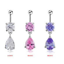 2021 Hot Selling Stainless Steel Multi Color Water Drop Zircon Belly Button Ring Navel Ring